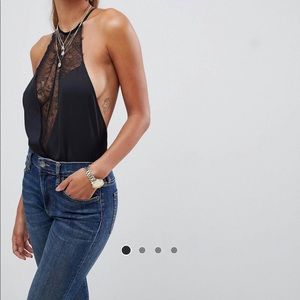 Asos satin and lace Open back bodysuit